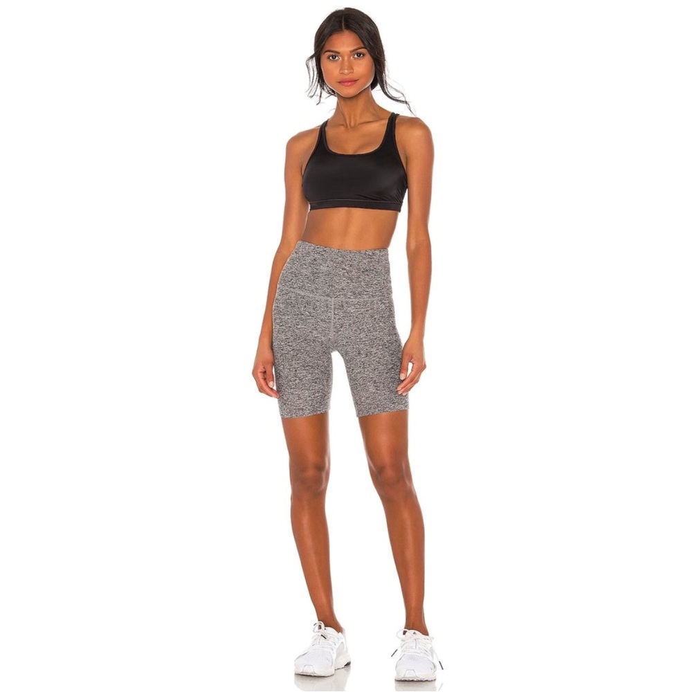 Beyond Yoga Spacedye High Waisted 7" Biker Bike Shorts Black White Gray XXS
